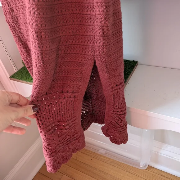 Ana Women's Crochet Maxi Dress Burgundy Knit Sz Medium Boho Cottagecore Festival - Picture 5 of 10